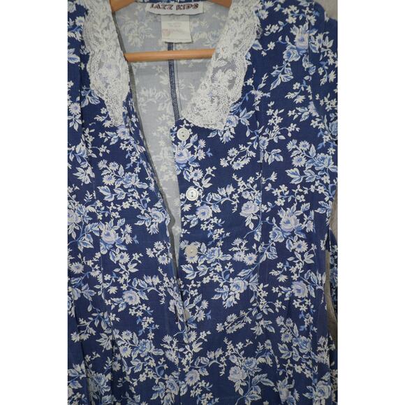 Jazz Kids Blue Floral Lace Collar Button Front Romper Girls Size 8 - Picture 5 of 7